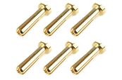 UK-BULLIT CONNECTOR 4.0MM MALE SOLID TYPE GOLD PLATED ULTRA LOW RESISTANCE WIRE 90DEG 6PCS CORALLY