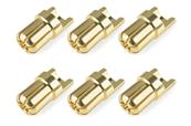 UK-BULLIT CONNECTOR 6.5MM MALE SOLID TYPE GOLD PLATED ULTRA LOW RESISTANCE WIRE STRAIGHT 6PCS CORALLY