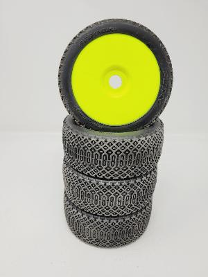 PNEUS FLEXY GOMME S35 MONTÉS SUR JANTES JAUNES (4) - NEUF D'USURES GRP