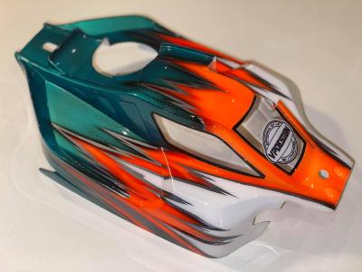 UK-Vision body paint (White/Fluorescent orange/Metallic green) 1/8 buggy for S35-4 Sworkz Nitro BITTYDESIGN