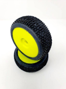 UK-Tires TT 1/8 DEMOLITION glued on Yellow rims (2) SP RACING