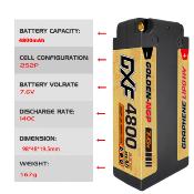 UK-Lipo Batterie 2S 7.6V 4800mAh 140C Gold-NGP 5mm with DEAN cable DXF