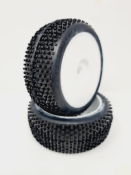 UK-Tires TT 1/8 DEMOLITION "SPORT SERIES" glued on WHITE rims (2) SP RACING