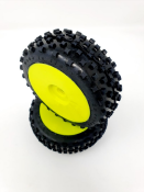 UK-Tires TT 1/8 STAR PIN glued on white rims (2) SP RACING