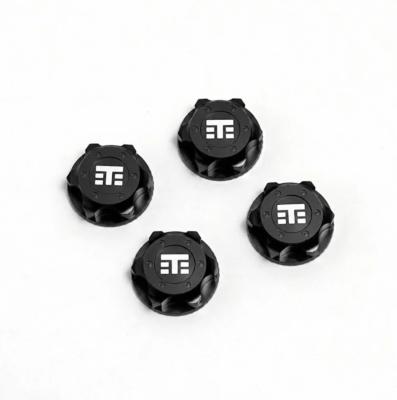 UK-Wheel Nuts (T Logo, 17mm, serrated, BLACK ano, M12x1.0, 4pcs) TEKNO-RC
