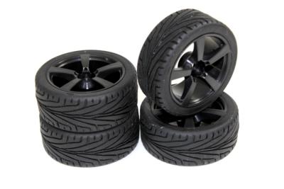 UK-Wheel Set Onroad "5 Spoke / Profile" black 1:10 (4 pcs) ABSIMA