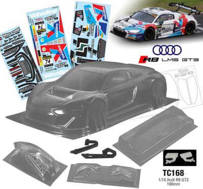 UK-1/10 Carrosserie AUDI R8 GT3 "VALVOLINE" 190mm (clear) TEAM C
