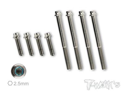 UK-64 Titanium 3.5mm Hex. Socket Head Screw Set ( For HB Racing D817/E817/RGT8/D8T/D815 /D817 V2/D819 ) T-WORK'S