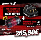 UK-Combo Variateur CORSATEC Black Edition 1/8 RACE PRO 250 + Moteur WSLINE 4268 (KV au choix) CORSATEC
