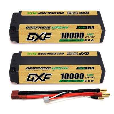 UK-PACK 2x Lipo Batterie 2S 7.6V 10000mAh 150C Gold-NGP 5mm avec cordon DEAN DXF-POWER