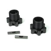 UK-Wheel Hubs (17mm, lightened, aluminum, gun metal ano, 2mm offset, w/pins, 2pcs) TEKNO-RC
