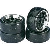 UK-Wheel Set Drift LP " Comb / Profile A" black/chrome 1:10 (4 pcs) ABSIMA