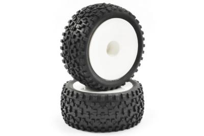UK-1/10TH MOUNTED CUBOID BUGGY REAR TYRES DISHED FASTRAX