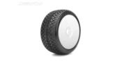 UK-"J-ONE" /8 buggy tyres mounted of white wheels Revo (choice of hardness) (2) JETKOPOWER 