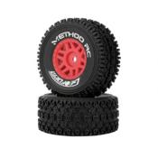 UK-GEOFORM 1/16 SC Tyres on 12mm hex red wheels (2) METHO RC