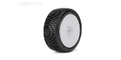 UK-"LESNAR" 1/8 tyres mounted on white wheels Revo (2) (choice of hardness) JETKOPOWER