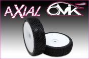 UK-Tires AXIAL front 4x2 glued on White rims - SILVER (2) 6-MIK