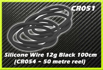 UK-SILICONE WIRE 12AWG - BLACK 1 METRE CORE-RC