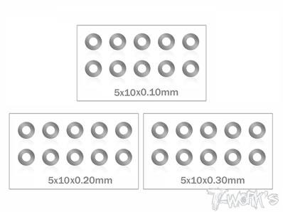 UK-5 x 10 Stainless Steel Shim Washer ( 0.1, 0.2, 0.3mm ) T-WORK's