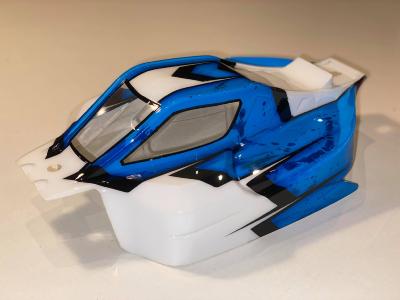 UK-Vision body paint (White/Bleu) 1/8 buggy for XB8-E X-RAY BITTYDESIGN