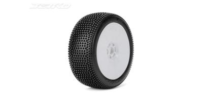 UK-"Block-IN" tyres 1-8 mounted with  white wheels Revo (choice of hardness) (2) JETKOPOWER