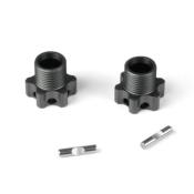 UK-Wheel Hubs (+3mm, lightened, gun metal ano, w/pins, 2pcs) TEKNO-RC