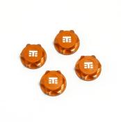 UK-Wheel Nuts (T Logo, 17mm, serrated, ORANGE ano, M12x1.0, 4pcs) TEKNO-RC