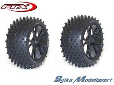 UK-Vantage Rear Buggy Tyre Mounted On Wheels (pr) - Black FTX