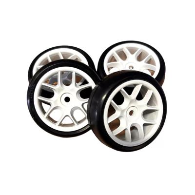 UK-1/10 Belted TR09 Slick Tyres 10 Spoke - White (4) branches RIDE