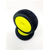 UK-Tires TT 1/8 VELOCIRAPTOR glued on YELLOW rims (2) SP RACING