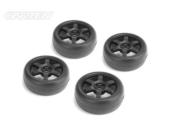 UK-TC Slick Tires+Wheels 6 Spoke Black ET -0mm (4PCS) CARTEN
