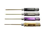 UK-Set of 4 Hexagonal screwdrivers with "Gold Titanium" tip 1.5/2.0/2.5/3.0 mm (gold/purple/grey/black) WS-LINE
