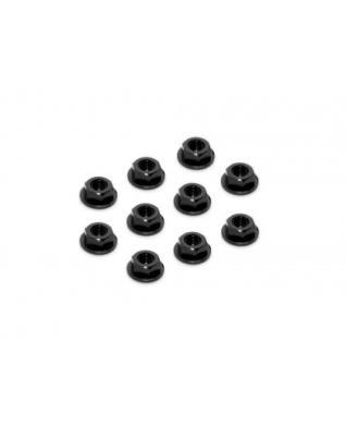 UK-Alu Nut M4 with Serrated Flange - Black (10) X-RAY
