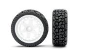 UK-1/10 'R' Block Rally Tyres/6-Spoke White Wheels (4) FASTRAX