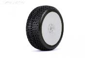 UK-"Dirt Slinger" 1/8 buggy tyres mounted with white wheels SuperSoft (la paire) JETKOPOWER