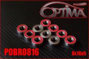 UK-Sealed flange bearings 8x16x5mm (10) OPTIMA