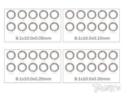 UK-8mm Shim Washer Set ( 0.05,0.1,0.2,0.3mm each 10pcs. ) T-WORK's