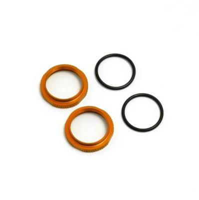 UK-Shock Adjustment Nuts (short, aluminum, ORANGE ano, 2pcs) TEKNO RC