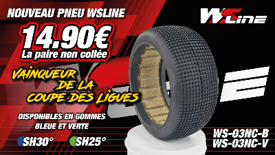 Pneus 03 Buggy 1/8 Gomme Naturel BLUE (30 shore) en KIT jantes blanches NON-COLLES (2) WS LINE