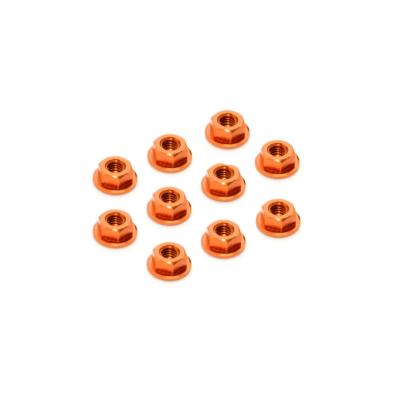 UK-Alu Nut M4 with Serrated Flange - Orange (10) X-RAY