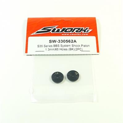 UK-BBS System Shock Piston 1.3mmX6 Holes (BK) (2PC) SWORKZ