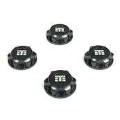 UK-Wheel Nuts (T Logo, 17mm, serrated, gun metal anodized, M12x1.0, 4pcs) TEKNO-RC