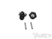 UK-Black Hard Coated 7075-T6 Alum.Light Weight Wide Offset Wheel Hub +2mm ( For Mugen MBX6/7/7R/MGT7/MBX8/Mugen MBX8R ) 2pcs. T-WORK'S