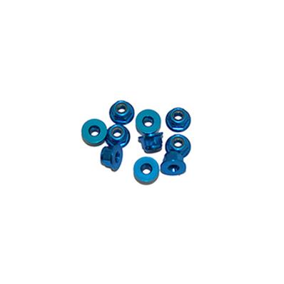 UK-3MM. ALU. NYLON NUT W/FLANGED BLUE (10pcs) ULTIMATE RACING