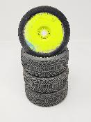UK-POSITRON tires MC Clay mounted with yellow wheels (4) (15% wear) PROLINE