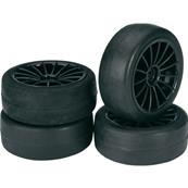 UK-Wheel Set Onroad "20 Spoke / Slick" black 1:10 (4 pcs) ABSIMA