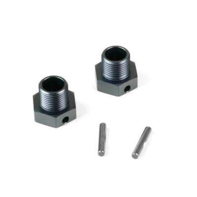 UK-Wheel Hubs (+2mm offset, 17mm, gun metal ano, w/pins, 2pcs) TEKNO-RC