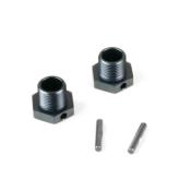 UK-Wheel Hubs (+1mm offset, 17mm, gun metal ano, w/pins, 2pcs) TEKNO-RC