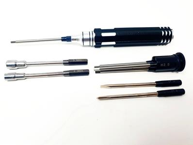 UK-Multi-bit screwdriver (1.5/2/2.5/3mm/Philips/Plat/Ecrous 4 & 5.5mm) WS-LINE
