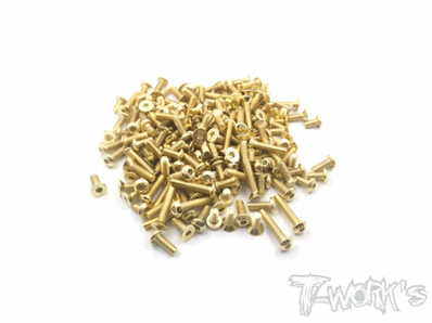 UK-Gold Plated Steel Screw Set 125pcs. ( For SWORKZ S12-2 ) T-WORK'S